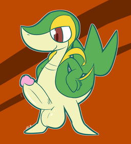 3_fingers anthro balls big_balls big_penis brown_background brown_eyes fingers genitals glans green_body green_scales hands_on_hips humanoid_genitalia humanoid_penis male motion_lines nude pattern_background penis pink_glans red_background scales simple_background smile smirk smug solo standing striped_background tan_balls tan_body tan_penis tan_scales vein veiny_penis yellow_body yellow_scales ultilix nintendo pokemon generation_5_pokemon pokemon_(species) reptile scalie snivy 2020