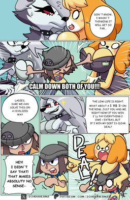 anthro biped blonde_hair blush blush_lines blush_stickers bodily_fluids breast_squish breasts breasts_frottage clothed clothing dialogue eyelashes female grey_hair group hair long_eyelashes motion_lines pupils smile speech_bubble squish sweat text thick_thighs trio tuft yellow_body ichduhernz animal_crossing hellaverse helluva_boss mythology nintendo isabelle_(animal_crossing) loona_(helluva_boss) canid canid_demon canine canis demon domestic_dog hellhound human mammal mythological_canine mythological_creature shih_tzu toy_dog 2025 absurd_res english_text hi_res