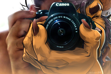 anthro beard camera camera_lens eyebrow_piercing eyebrows facial_hair facial_piercing hair looking_at_viewer male multiple_piercings nails photo photography piercing solo drexyie canon_(company) dragoonie canid canine mammal maned_wolf draw_over hi_res photography_(artwork)