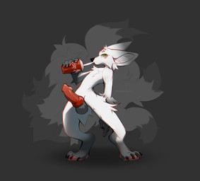 animal_genitalia animal_penis anthro balls biped canine_genitalia canine_penis chest_tuft digitigrade drinking erection genitals grey_background knot knotted_penis leg_markings male markings penis simple_background socks_(marking) solo tuft dobbysstuff feir_kitsune canid canine fox mammal absurd_res hi_res