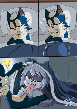 bed bodily_fluids clenched_teeth cum cum_on_face drool_on_face drooling ejaculation eye_contact fangs fellatio fluffy fluffy_chest fur furniture genital_fluids genitals gesture glistening glistening_eyes half-closed_eyes hand_gesture handjob handjob_gesture licking lifting_covers long_tongue looking_at_another looking_down lying lying_and_blow_position lying_on_another lying_on_bed male male/male narrowed_eyes neck_tuft on_back on_bed one_eye_closed onomatopoeia open_mouth open_smile oral penile penis penis_lick saliva saliva_string seductive sex sleeping sleeping_nude smile sound_effects spread_legs spreading suggestive suggestive_gesture surprised surprised_expression surprised_face teeth text tongue tongue_out tongue_out_fellatio tonguejob tuft under_blanket under_covers vein veiny_penis woken_up sega sonic_the_hedgehog_(series) ekko_(tabascomilk) fan_character sonic_the_hedgehog bat mammal absurd_res english_text hi_res