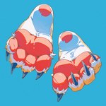 1:1 4_toes ambiguous_gender anthro barefoot blue_background claws countershade_feet countershading curling_toes disembodied_foot feet fluffy_feet fluffy_paws foot_focus foot_shot foot_tuft fur heel_pad hi_res hindpaw humanoid_feet luoluokun517 pawpads paws pink_pawpads plantigrade simple_background soles solo toe_claws toes tuft white_body white_fur white_soles yellow_body yellow_fur