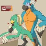 anthro athletic athletic_anthro athletic_male balls balls_deep beak bent_over black_beak blue_body blue_feathers blush bodily_fluids breasts canon_couple cervical_contact cervix cum cum_drip cum_from_pussy cum_in_pussy cum_in_uterus cum_inside cum_on_balls cumshot cutaway doggystyle dripping duo ejaculation feather_hands feathers featureless_breasts female from_behind_position genital_fluids genitals good_clean_married_sex green_body green_feathers half-closed_eyes hand_on_shoulder hand_on_surface happy happy_sex heart_symbol humanoid_genitalia humanoid_penis husband husband_and_wife husband_penetrating_wife internal internal_vaginal larger_male looking_pleasured love loving_sex male male/female married_couple multicolored_body multicolored_feathers narrowed_eyes neck_tuft non-mammal_balls non-mammal_breasts nude open_mouth open_smile orange_balls orange_body orange_feathers orgasm penetration penile penile_penetration penis penis_in_pussy romantic romantic_couple romantic_sex sex simple_background size_difference smaller_female smile standing standing_doggystyle standing_sex tail tail_feathers tongue tuft two_tone_body two_tone_feathers uterus vaginal vaginal_penetration vein veiny_penis white_body white_feathers wife yellow_beak yellow_eyes dragonwolfcrossbreed breath_of_the_wild nintendo the_legend_of_zelda amali_(tloz) kass_(tloz) avian rito 1:1 2019 hi_res