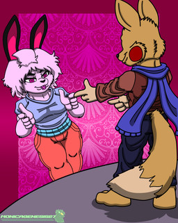 anthro duo female male male/female unknown_artist nintendo pokemon ditchu_(ditchu) fan_character sam_(exl-sam) eevee generation_1_pokemon pokemon_(species) absurd_res hi_res