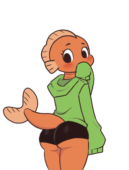 anthro blush male shy solo young young_anthro young_male catfish033 cartoon_network the_amazing_world_of_gumball darwin_watterson aquatic fish absurd_res hi_res