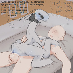 4_antennae 4_eyes 4_legs antennae_(anatomy) anus bed black_eyes blue_anus blue_mouth blue_vulva cowgirl_position dialogue duo electronics elith_construct faceless_character faceless_male female feral from_front_position furniture genitals grabbing_sheets grabbing_shoulders male male/female microphone multi_eye on_bed on_bottom on_top open_mouth science_fiction sex sex_on_bed simple_background straddling text thought_bubble vaginal_tugging vulva tateoftot alien human mammal english_text hi_res