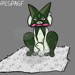 anthro balls carpet claws foreskin genitals male multicolored_body musk penis solo lspagf nintendo pokemon generation_9_pokemon meowscarada pokemon_(species) 1:1 absurd_res hi_res