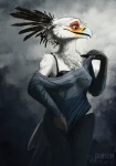 anthro bra breasts clothing female non-mammal_breasts solo translucent translucent_clothing underwear undressing wide_hips bombird clara_(bombird) accipitriform avian bird secretary_bird