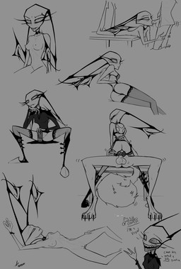 3_fingers antennae_(anatomy) anthro balls blush bodily_fluids boots bra breasts butt claws clothing cum cum_in_vagina cum_inside cum_on_ground dominant dominant_female dripping ejaculation embarrassed erection feet fellatio female female_on_top fingers flashing flashing_pussy footwear freckled_butt freckled_face freckles genital_fluids genitals group innie_vulva knot knotted_penis legwear lingerie looking_at_viewer looking_back looking_pleasured lying male male/female necktie on_front on_side on_top oral panties penetration penile penile_penetration penis penis_in_vagina piercing presenting saliva saliva_drip saliva_on_penis saliva_string sex sex_on_table shoes sitting slim small_breasts small_butt solo spread_legs spreading steel_toed_boots stockings tail underwear vaginal vaginal_penetration vein veiny_penis vulva darkryn_(artist) invader_zim monster_energy nickelodeon felix_(ryn) ryn_(ryn_irksona) alien canid canine canis human humanoid irken mammal wolf hi_res monochrome