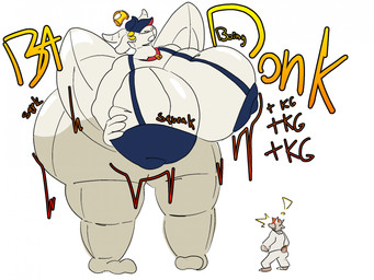 anthro bra clothing cowbell duo expansion female growth inflatable looming macro male male/female onomatopoeia pool_toy sound_effects sports_bra squeaking text underwear nova_prowler angel bovid caprine goat mammal hi_res