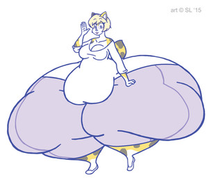 anthro belly big_butt blonde_hair bottomwear breasts butt clothing copyright_symbol female footwear fur hair huge_butt huge_thighs hyper hyper_butt hyper_thighs markings overweight overweight_anthro overweight_female pants shirt shoes solo spots spotted_body spotted_fur symbol thick_thighs topwear wide_hips satsumalord haleigh_(satsumalord) calico_cat domestic_cat felid feline felis mammal 2015 digital_media_(artwork) hi_res sketch