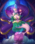 4:5 big_breasts breasts chair cleavage clothed clothing female fingers fish friendship_is_magic furniture hair hasbro huge_breasts long_hair looking_at_viewer magic marauder6272 marine mature_female my_little_pony my_little_pony:_the_movie_(2017) pink_body purple_body purple_hair queen_novo_(mlp) red_eyes seapony_(mlp) smile throne vest_(artist) white_body wide_hips