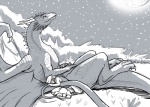 claws clothed clothing comic curled_up detailed_background dragon duo eragon_(character) eyes_closed female feral forest greyscale horn humanoid inheritance_cycle larger_female larger_feral lying male mammal membrane_(anatomy) membranous_wings monochrome moon mythological_creature mythological_scalie mythology night on_back on_side outside plant pregnant romantic romantic_ambiance romantic_couple saphira scales scalie size_difference sleeping smaller_humanoid smaller_male spines star syrinoth tail tree wings