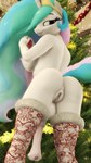 anthro anus balls biped breasts butt clothed clothing detailed_background eyelashes genitals hair herm horn inside intersex legwear looking_back nipples penis pupils pussy smile solo thick_thighs thigh_highs three-quarter_view skyleesfm friendship_is_magic hasbro my_little_pony mythology princess_celestia_(mlp) equid equine mammal mythological_creature mythological_equine unicorn 3d_(artwork) 4k 9:16 absurd_res digital_media_(artwork) hi_res