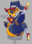 antennae_(anatomy) anthro arthropod_abdomen backwards_baseball_cap backwards_hat baseball_cap big_eyes black_body black_exoskeleton black_sclera blonde_hair bottomless breasts butt clothed clothing crop_top curvy_figure dialogue dressing exoskeleton eyelashes female fingers footwear fur furgonomic_headwear furgonomics furniture grey_background hair hair_over_eye hat headgear headwear huge_thighs red_baseball_cap red_clothing red_crop_top red_hat red_headwear red_shirt red_topwear shirt simple_background sitting sitting_on_stool socks solo speech_bubble stinger stool talking_to_viewer text thick_thighs three-quarter_view topwear white_clothing white_eyes white_footwear white_socks wide_hips yellow_body yellow_fur xexeezy pizza_bee_(xexeezy) arthropod bee hymenopteran insect 2025 compression_artifacts digital_media_(artwork) english_text full-length_portrait hi_res portrait shaded
