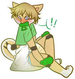 ambiguous_gender anthro blush bodily_fluids clothed clothing diaper feces fur genital_fluids hair object_in_mouth pacifier pacifier_in_mouth scatplay shirt simple_background sitting soiled_diaper soiling solo speech_bubble topwear unclean_diaper urine used_diaper wet_diaper wetting monsterbunny 2016 archived_source digital_drawing_(artwork) digital_media_(artwork)