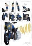 armor exhaust exhaust_flames exhaust_smoke fire headgear helmet machine male motorcycle smoke tailpipe transformation vehicle vehicle_transformation wheel okami-the-wolf neybulot animate_inanimate human living_machine mammal hi_res