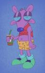 4_fingers blue_background blue_nose bottomwear clothed clothing container cup fingers footwear fur holding_object navel purple_body purple_fur shirt shoes shorts simple_background standing topwear itoruna nickelodeon rocko's_modern_life mammal murid murine rat rodent 2019 hi_res