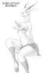 2017 antelope anthro areola big_breasts big_nipples bovid breasts clothing conditional_dnp digital_drawing_(artwork) digital_media_(artwork) disney erect_nipples female gazelle gazelle_(zootopia) greyscale hooves horn hyper hyper_nipples long_nipples looking_at_viewer mammal monochrome nipples ourflatcoat simple_background smile solo white_background zootopia