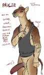 anthro bottomless bottomless_male brown_body brown_fur clothed clothing foreskin fur genitals humanoid_genitalia humanoid_penis male penis shirt simple_background solo tank_top text topwear white_background skully paulie_(skully) camelid mammal 2024 digital_drawing_(artwork) digital_media_(artwork) english_text hi_res sketch