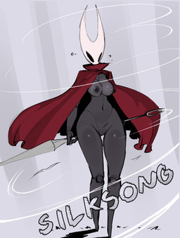2_horns areola big_breasts biped black_body black_eyes breasts carapace cloak cloak_only clothing featureless_crotch female holding_object holding_weapon horn mostly_nude nipples nude red_clothing simple_background text thick_thighs weapon wide_hips frozenartifice hollow_knight:_silksong hollow_knight_(franchise) team_cherry hornet_(hollow_knight) arachnid arthropod insect spider 2025 digital_media_(artwork) english_text hi_res