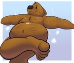 anthro belly bodily_fluids brown_body male musk nude overweight overweight_anthro overweight_male slightly_chubby solo sweat inflatingskunk sam_and_max samuel_dog canid canine canis domestic_dog mammal chub_(disambiguation) hi_res