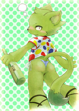 anthro biped blush bottle bottomwear butt clothed clothing container drunk looking_at_viewer looking_back male panties partially_clothed pattern_bottomwear pattern_clothing pattern_panties pattern_underwear shirt solo standing striped_bottomwear striped_clothing striped_panties striped_underwear stripes substance_intoxication thong topwear underwear young young_anthro young_male kuroisumi canid canine canis domestic_dog mammal