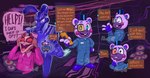 2023 absurd_res anthro bear buckteeth cassie_(fnaf) child clothing dialogue digital_creature digital_media_(artwork) electroshock_weapon english_text exclamation_point female fingerless_gloves fingers five_nights_at_freddy's five_nights_at_freddy's:_security_breach five_nights_at_freddy's:_security_breach_ruin gesture gloves group hand_gesture handwear hat headgear headwear helpi_(fnaf) hi_res holding_object holding_weapon human kleenkyfill lagomorph leporid male mammal mask mxes_(fnaf) ok_sign one_eye_closed pointing rabbit scottgames smile steel_wool_studios stun_gun teeth text trio watermark weapon wink young young_human