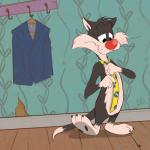 anthro fur male necktie solo tash0 looney_tunes warner_brothers sylvester_(looney_tunes) tux domestic_cat felid feline felis mammal 1:1 2017 hi_res