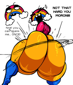 >_< ambiguous_gender anus big_butt black_eyelids black_text blue_body blue_legs blue_skin blush blush_lines butt butt_slap cross-popping_vein disembodied_hand disembodied_head duo ellipsis exclamation_point eyes_closed female female/ambiguous female_focus female_humanoid floating_head for_a_head glistening glistening_arms glistening_back glistening_body glistening_butt glistening_legs glistening_thighs half-closed_eyes huge_butt huge_thighs humanoid_focus light looking_aside motion_lines multicolored_body multicolored_skin narrowed_eyes not_furry nude nude_female nude_humanoid open_mouth pink_body pink_skin simple_background slap solo solo_focus teeth text thick_thighs tooth_gap white_background wide_hipped_female wide_hipped_humanoid wide_hips yelling yellow_anus yellow_body yellow_butt yellow_skin nanodude78 five_nights_at_freddy's five_nights_at_freddy's_world scottgames chica's_magic_rainbow_(character) humanoid light_creature living_rainbow 2025 colored digital_drawing_(artwork) digital_media_(artwork) english_text hi_res lighting shaded