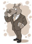 5_fingers anthro big_nose book chalk clothing fingers footwear happy male necktie principal shoes smile solo suit teacher wide_shoulders adriano_berjillos the_minimighty_kids the_principal_(the_minimighty_kids) canid canine canis domestic_dog mammal hi_res