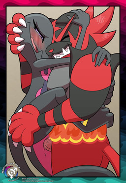 anthro anthro_on_anthro anthro_penetrated anthro_penetrating anthro_penetrating_anthro anus black_body blush blush_lines bodily_fluids carrying_another carrying_partner duo erection eyes_closed female female_penetrated fur genital_fluids genitals hug hugging_during_sex looking_at_another looking_pleasured male male/female male_penetrating male_penetrating_female nude penetration penile penile_penetration penis penis_in_vagina red_body red_fur sex side_view simple_background smile standing standing_sex tail teeth text thrusting tongue vaginal vaginal_fluids vaginal_penetration vein veiny_penis vulva knight-of-syrinx nintendo pokemon felid generation_7_pokemon incineroar mammal pokemon_(species) reptile salazzle scalie 2d_animation animated digital_drawing_(artwork) digital_media_(artwork) english_text frame_by_frame hi_res loop no_sound short_playtime url video