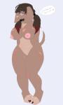 anthro bangs big_breasts blush breasts eyewear female floppy_ears food glasses glistening hair heart_symbol meat nipples pigtails pink_eyes pink_nose sausage shy simple_background smile solo white_background xaix deli canid canine canis dachshund domestic_dog hunting_dog mammal absurd_res hi_res