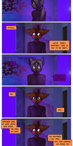 anthro dialogue duo eyewear female glasses male male/female text james_howard patreon agatha_(james_howard) alphonse_(james_howard) cougar domestic_cat felid feline felis mammal absurd_res comic english_text hi_res url