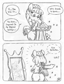 anthro big_butt bodily_fluids butt clothed clothed_anthro clothed_female clothing crying cutie_mark dress eyelashes female fully_clothed fully_clothed_anthro fully_clothed_female happy in_awe mirror mirror_reflection reflection solo tail tears tears_of_joy text whispering circe_(artist) friendship_is_magic hasbro my_little_pony blue_nile_(mlp) earth_pony equid equine horse mammal pony black_and_white comic english_text monochrome traditional_media_(artwork)