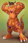 2:3 3_toes absurd_res anthro arody balls bandai_namco belly biceps big_biceps big_muscles big_penis biped claws clenched_teeth digimon digimon_(species) dinosaur erection facial_horn facial_piercing feet flexing foreskin front_view furgonomics furry-specific_piercing genital_piercing genitals greymon hi_res horn horn_jewelry horn_piercing horn_ring huge_muscles huge_penis humanoid_genitalia humanoid_penis hyper hyper_muscles jewelry male manly markings mature_male musclegut muscular muscular_anthro muscular_male nipple_piercing nipples nose_horn nude partially_retracted_foreskin pecs penis penis_piercing piercing pose prince_albert_piercing purple_eyes reptile ring_(jewelry) scalie simple_background smile solo standing stripes teeth thick_penis toe_claws toes tulio_(klotzzilla) vein veiny_penis