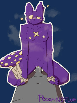 anthro areola bandage blush bodily_fluids cowgirl_position duo female first_person_view freckled_face freckles from_front_position genital_fluids genitals heart_symbol looking_at_viewer male male/female nipples on_bottom on_top purple_body scar sex steam sweat tail tuft vaginal vaginal_fluids vulva pecan-nsfw rain_world videocult spearmaster_(rain_world) slugcat 3:4