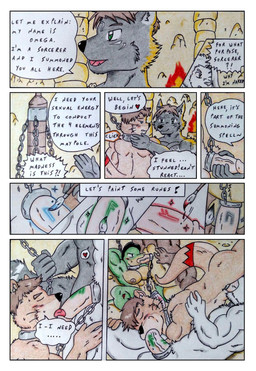 69_position abs anthro balls barazoku bdsm bdsm_collar belly biceps big_belly black_body black_fur black_nose blue_eyes bound brown_hair brush butt chain chained chained_to_pole chained_together clothing collar comic_panel dialogue dungeon fellatio fur genitals glowing_runes green_body green_eyes group group_nudity group_sex hair hand_behind_head hat hat_only headgear headgear_only headwear headwear_only heart_symbol humanoid_genitalia humanoid_penis licking magic male male/male manly markings maypole mostly_nude multicolored_body multicolored_fur musclegut muscular muscular_anthro muscular_male nipples nude omega_symbol oral orgy overweight overweight_male painting_(object) pecs penile penis penis_lick pillar restraints ritual ritual_sex runes sex speech_bubble tail tail_markings text thick_penis tongue tongue_out torch white_body white_fur dashthefox albino_(seaborn) kai_(dash_fox) marteau nikel bear canid canine canis felid lion lizard mammal mustelid otter pantherine reptile scalie wolf absurd_res comic english_text hi_res traditional_media_(artwork)
