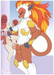 anthro balls blush breasts duo female genitals larger_male male male/female penis size_difference smaller_female sodaduv nintendo pokemon generation_3_pokemon generation_4_pokemon infernape mammal pokemon_(species) primate spinda absurd_res hi_res watermark