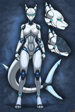 4_toes anthro bald big_breasts blue_eyes blue_teeth breasts close-up cybernetic_limb cybernetics feet female front_view glowing glowing_eyes horn looking_at_viewer looking_away machine navel non-mammal_breasts non-mammal_navel nude robotic_arm robotic_leg robotic_limb shark_tail side_view simple_background solo standing tail teeth toes white_body iginger s.e.l.a. android aquatic fish robot shark 2026 digital_media_(artwork) full-length_portrait hi_res portrait