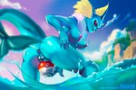 anthro anus breasts butt cloud female genitals island nipples nude pokeball pokeball_sex_toy purple_nipples pussy sex_toy solo water villllain nintendo pokemon eeveelution generation_1_pokemon pokemon_(species) vaporeon