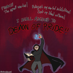 blood blood_on_hand bodily_fluids book cloak clothing demonic dialogue glowing glowing_eyes hooded_cloak imminent_transformation lgbt_pride magic magic_book magic_user male ritual solo text transformation transformation_through_magic sophymn lgbt_pride_month human mammal 1:1 2026 digital_drawing_(artwork) digital_media_(artwork) english_text hi_res story story_in_description