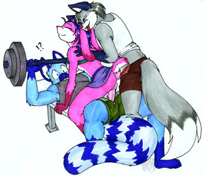 anal anal_penetration anthro anthro_on_anthro anthro_penetrated anthro_penetrating anthro_penetrating_anthro anus balls barbell biped blue_body blue_fur bottomwear breasts clothed clothed_anthro clothed_female clothed_male clothed_sex clothing cowgirl_position double_penetration erection exclamation_point exercise eyes_closed female female_anthro female_on_top female_penetrated forced from_behind_position from_front_position fur genitals grey_body grey_fur group group_sex interspecies licking lying male male/female male_anthro male_penetrating male_penetrating_female mmf_threesome multiple_penetration no_underwear on_back on_bottom on_top penetration penile penile_penetration penis penis_in_ass penis_in_vagina pink_body pink_fur predator/prey question_mark raised_bottomwear raised_clothing raised_skirt raised_tail sandwich_position sex sexercise simple_background skirt straddling surprise_sex surprised tail tail_under_skirt tail_upskirt threesome tongue tongue_out trio upskirt upskirt_sex vaginal vaginal_penetration vulva weightlifting weights white_background workout ileah_olson tierafoxglove canid canine fox lagomorph lemur leporid mammal primate rabbit ring-tailed_lemur strepsirrhine 2006 english_description traditional_media_(artwork) watermark