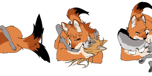 anthro black_nose black_pawpads black_striped_fur black_tail_tip blonde_ears blonde_hair breasts dipstick_tail duo female fingering from_front_position fur grey_body hair kemono looking_pleasured lying male male/female markings missionary_position nude on_back orange_body orange_ears orange_fur orange_hair pawpads pillow red_eyes romantic romantic_couple sex size_difference small_breasts tail tail_markings tail_motion tailwag tan_body tan_fur gyo_bok canid canine fox grey_fox mammal red_fox true_fox urocyon absurd_res hi_res multiple_scenes