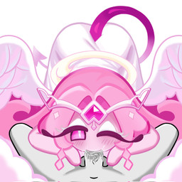 blush bodily_fluids clothing cloud cookie duo feathered_wings feathers fellatio fellatio_pov female food genitals grey_body hair halo head_accessory headgear imp_tail looking_at_viewer male male/female navel one_eye_closed oral penile penis penis_in_mouth pink_arms pink_hair pink_sclera pointed_tail purple_tail saliva saliva_on_penis sex simple_background tail white_background white_clothing white_wings wings wink somniscient cookie_run cookie_run_kingdom eternal_sugar_cookie animate_inanimate humanoid 1:1 2026 colored digital_drawing_(artwork) digital_media_(artwork) hi_res