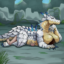 big_breasts blush breast_smother breasts busty_feral claws dominant dominant_female duo face_in_breasts featureless_breasts female female_on_top feral head_between_breasts horn larger_female nude on_top scales size_difference smothering white_body white_scales krocoart_116 capcom monster_hunter human ivory_lagiacrus lagiacrus leviathan_(mh) mammal scalie 1:1 hi_res