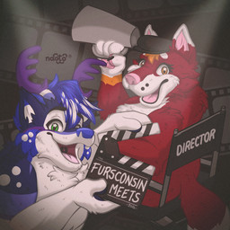 anthro clapperboard duo female male movie_theater naoto canid canine canis deer domestic_dog husky mammal nordic_sled_dog spitz 1:1 hi_res icon