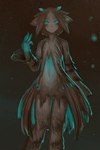 blue_body blue_eyes clothing dress female glowing grey_body grey_hair hair humanoid_pointy_ears looking_at_viewer navel not_furry pointy_ears solo standing translucent translucent_clothing syvaron portals_of_phereon humanoid spirit restricted_palette