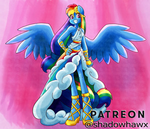 anthro clothed clothing dress female hair hands_on_hips long_hair looking_at_viewer smile solo standing wings shadowhawx95 friendship_is_magic hasbro my_little_pony mythology rainbow_dash_(mlp) equid equine mammal mythological_creature mythological_equine pegasus absurd_res hi_res