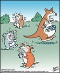 ambiguous_gender anthro beverage beverage_can biped black_nose group humor outside soda standing text mark_parisi off_the_mark kangaroo koala macropod mammal marsupial vombatiform wombat 2023 5:6 comic english_text signature url